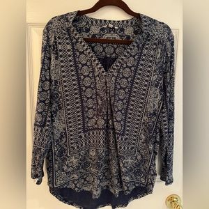 Lucky Brand blue patterned long sleeve
